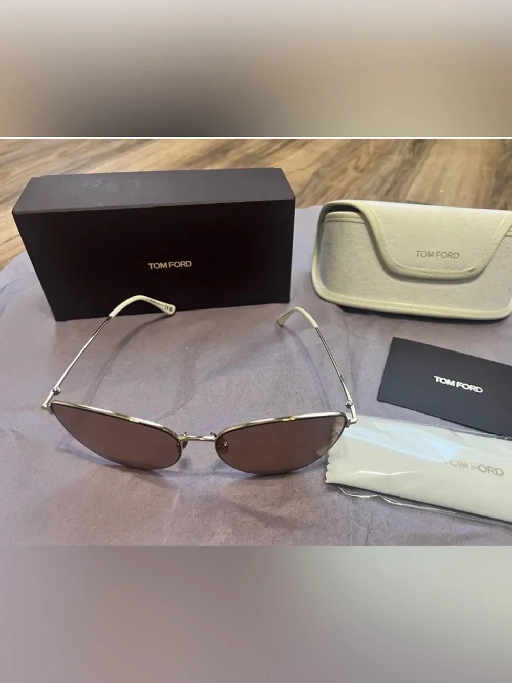 Tom Ford Women's Cat-Eye Sunglasses in Rose Gold Frame and Blush Lenses